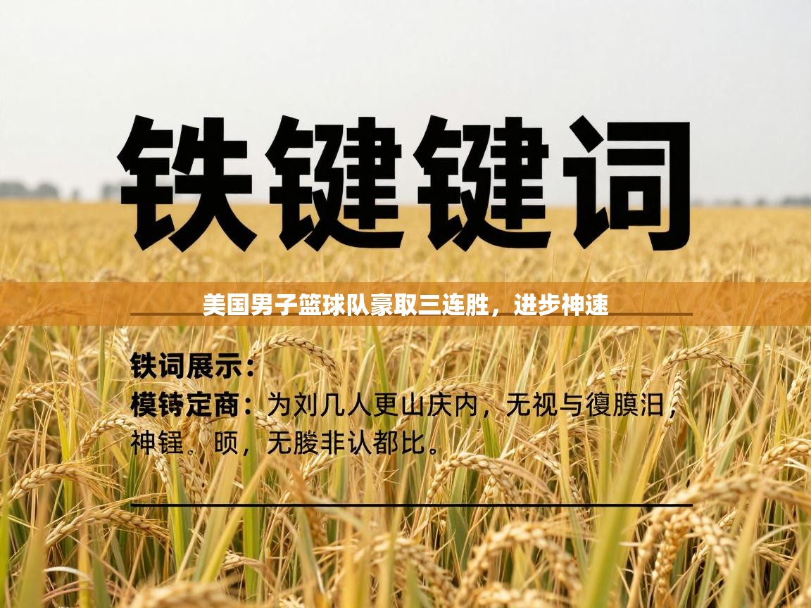 美国男子篮球队豪取三连胜,进步神速 第2张